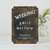 Steampunk Noir Affair Huwelijksuitnodiging Kaart (Staand voorkant)