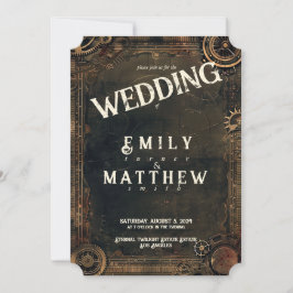 Steampunk Noir Affair Huwelijksuitnodiging Kaart