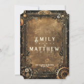 Steampunk Noir Affair Huwelijksuitnodiging Kaart (Achterkant)