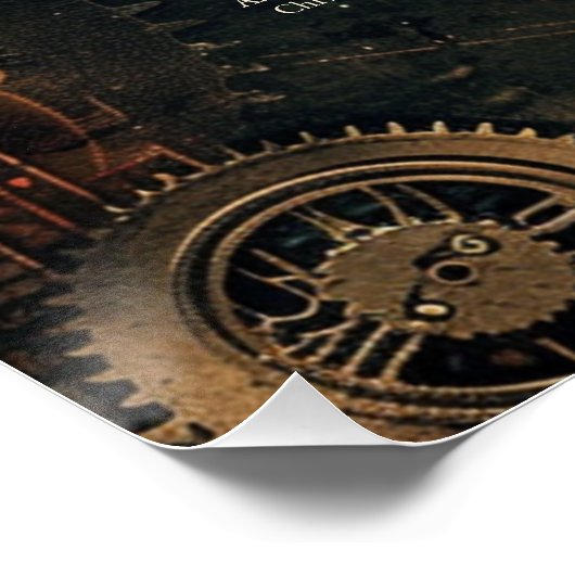 Steampunk Noir Affair Trouwstoelkaart Perfect Poster (Hoek)