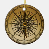 Steampunk Nostalgic Old Brass Compass Keramisch Ornament (Voorkant)