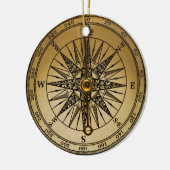 Steampunk Nostalgic Old Brass Compass Keramisch Ornament (Links)