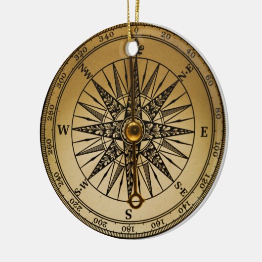 Steampunk Nostalgic Old Brass Compass Keramisch Ornament (Links)