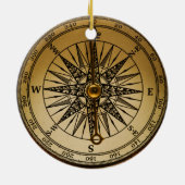 Steampunk Nostalgic Old Brass Compass Keramisch Ornament (Achterkant)