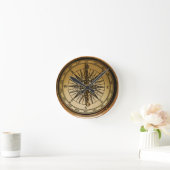 Steampunk Nostalgic Old Brass Compass Ronde Klok (Huis)