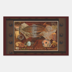 Steampunk Nostalgische Victoriaans Collage Art Rechthoekige Sticker
