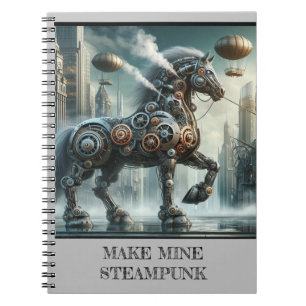 Steampunk notitieboek met een indrukwekkend paarde