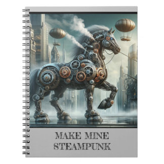 Steampunk notitieboek met een indrukwekkend paarde