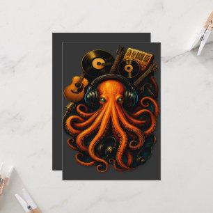 Steampunk Octopus Art Print – Musical  Illu Kaart