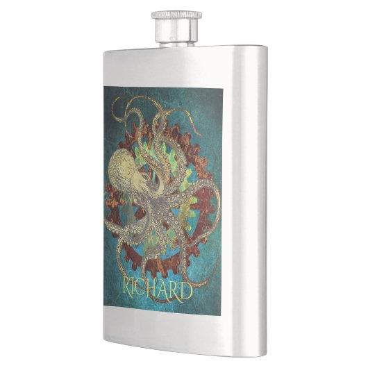 Steampunk Octopus & Clockwork Classic Flask Flacon (Links)