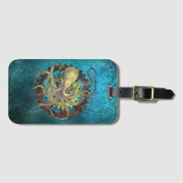 Steampunk Octopus & Clockwork Gears Bagagelabel