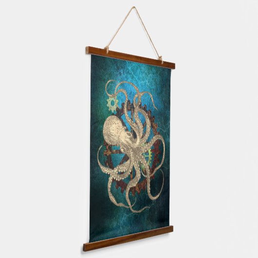Steampunk Octopus & Clockwork Gears Hangend Wandkleed (Gebogen)