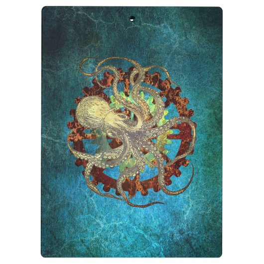 Steampunk Octopus & Clockwork Gears Klembord (Achterkant)