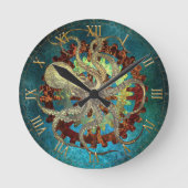 Steampunk Octopus & Clockwork Gears Ronde Klok (Voorkant)