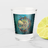 Steampunk Octopus & Clockwork Gears Shot Glas (Voorkant)