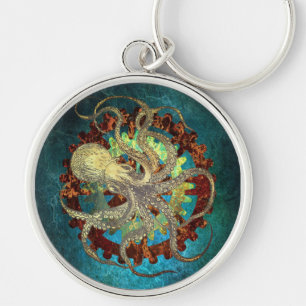 Steampunk Octopus & Clockwork Gears Sleutelhanger