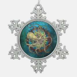 Steampunk Octopus & Clockwork Gears Tin Sneeuwvlok Ornament