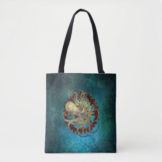 Steampunk Octopus & Clockwork Gears Tote Bag (Voorkant)