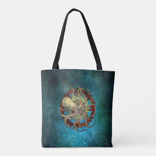Steampunk Octopus & Clockwork Gears Tote Bag (Achterkant)