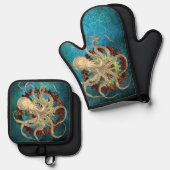 Steampunk Octopus & Clockwork Ovenwant & Pannenlap Set (Voorkant / Achterkant)