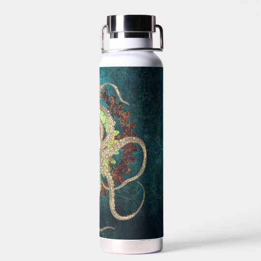 Steampunk Octopus & Clockwork Waterfles (Achterkant)