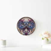 Steampunk Octopus Embleem met Paarse Rozen Ronde Klok (Huis)