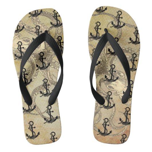 Steampunk Octopus en Ankers Teenslippers (Voetbed)