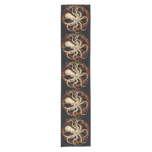 Steampunk Octopus en Rusty Clockwork Gear Korte Tafelloper (Voorkant)