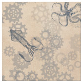 Steampunk Octopus Fabric Stof (Close Up)
