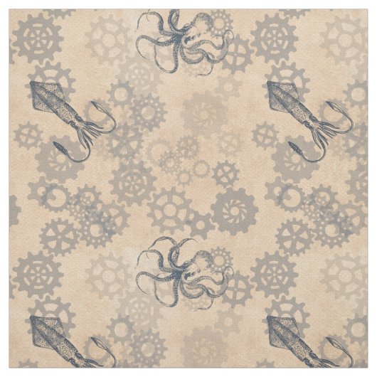Steampunk Octopus Fabric Stof (Swatch)