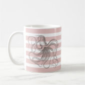 Steampunk  octopus op neusroze strepen koffiemok (Links)