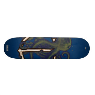 Steampunk octopus over anker skateboard