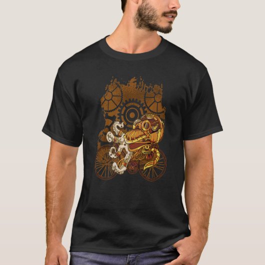 Steampunk Octopus Riding Bicycle Ocean Kraken Bike T-shirt (Voorkant)