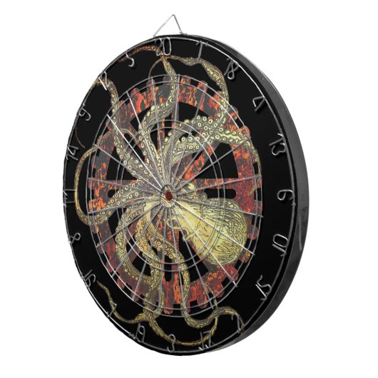 Steampunk Octopus & Rusty Clockwork Gear Dartbord (Voorkant Rechts)