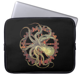 Steampunk Octopus & Rusty Clockwork Gear Laptop Sleeve