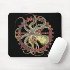 Steampunk Octopus & Rusty Clockwork Gear Mousepad Muismat