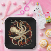 Steampunk Octopus & Rusty Clockwork Gear Papieren Bordje (Feest)
