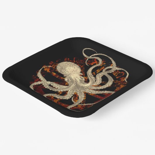 Steampunk Octopus & Rusty Clockwork Gear Papieren Bordje (Gebogen)