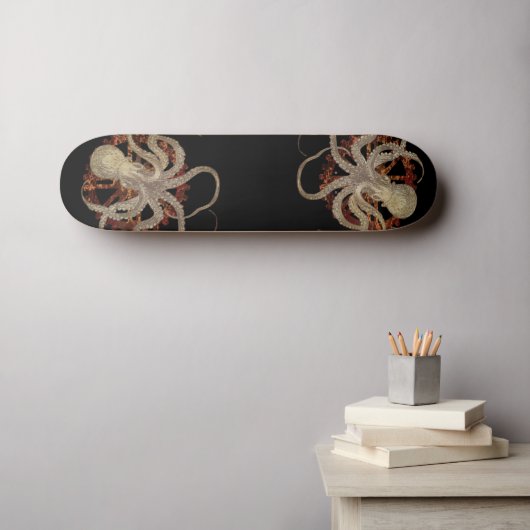 Steampunk Octopus & Rusty Clockwork Gear Persoonlijk Skateboard (Muurkunst (Horizontaal))