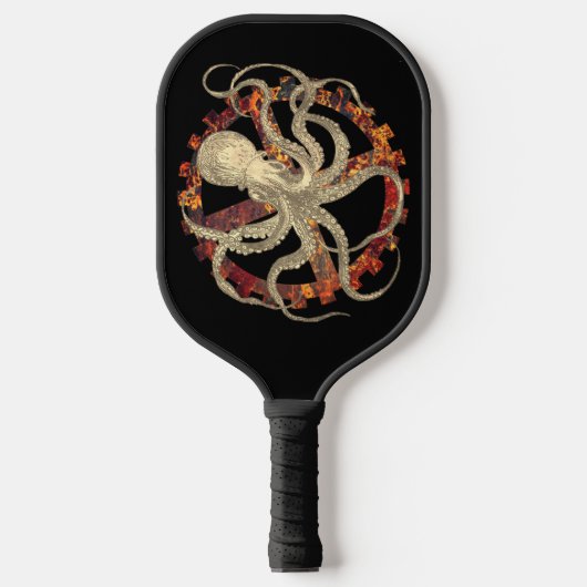 Steampunk Octopus & Rusty Clockwork Gear Pickleball Paddle (Voorkant)