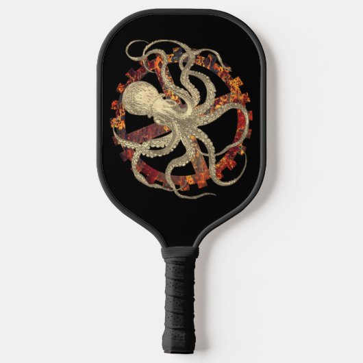 Steampunk Octopus & Rusty Clockwork Gear Pickleball Paddle (Achterkant)