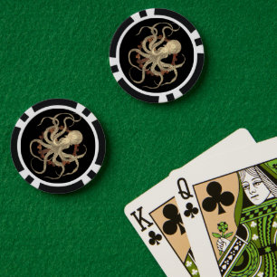 Steampunk Octopus & Rusty Clockwork Gear Poker Chips