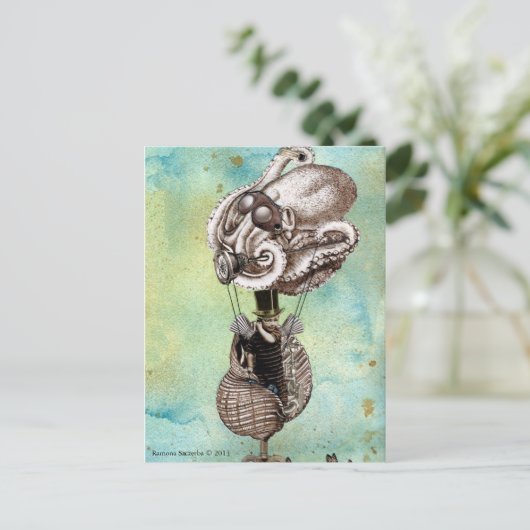 Steampunk Octopus Seacraft Briefkaart (Staand voorkant)