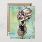 Steampunk Octopus Seacraft Briefkaart (Voorkant / Achterkant)