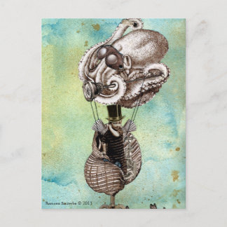 Steampunk Octopus Seacraft Briefkaart