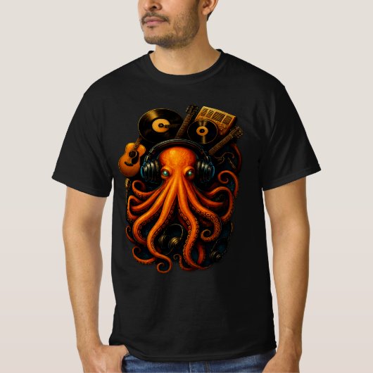 Steampunk Octopus T-shirt – Muziek & Fantasy Art T (Voorkant)