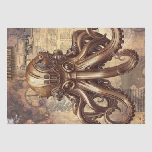 Steampunk Octopus Tissuepapier (Voorkant)