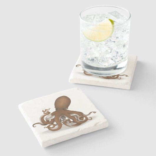 Steampunk Octopus Wetenschapper grillige naturalis Stenen Onderzetter (Zijkant)