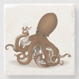 Steampunk Octopus Wetenschapper grillige naturalis Stenen Onderzetter