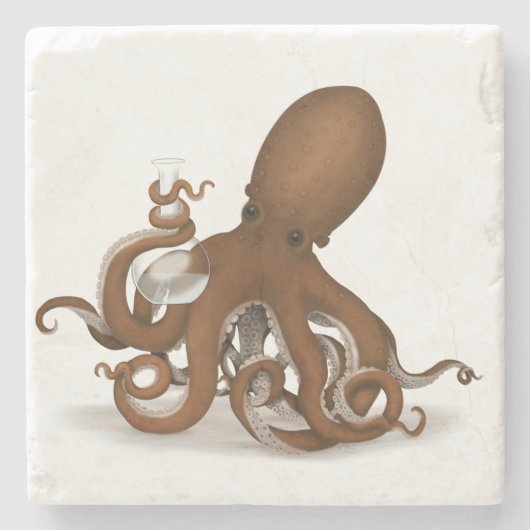 Steampunk Octopus Wetenschapper grillige naturalis Stenen Onderzetter (Voorkant)